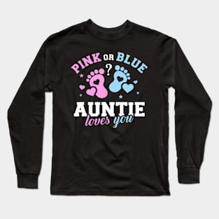 Gender reveal auntie aunt Long Sleeve T-Shirt